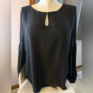 Express Black Keyhole Long Sleeve Blouse